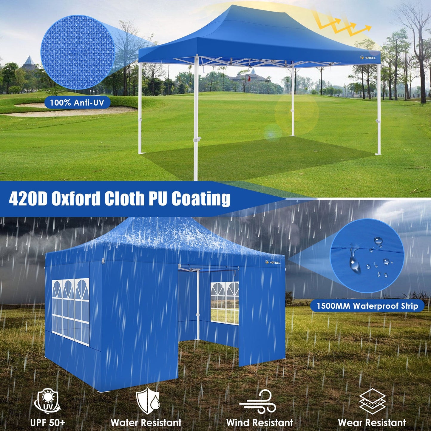 10x15 Heavy Duty Canopy Tent with 4 Sidewalls,Pop up Canopy for Parties