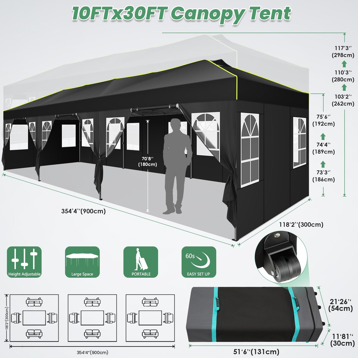 10x30 One Push Setup Glow Party Tent