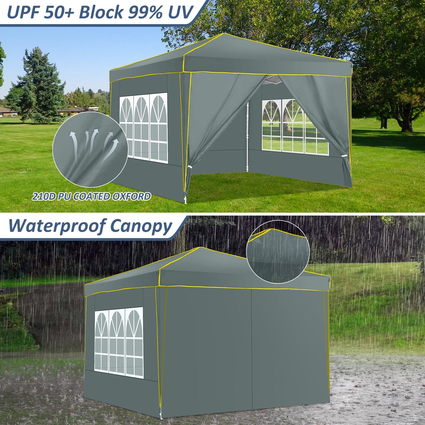 JUSTTENT Pop up Canopy Tent 10x10 Commercial Instant Canopy