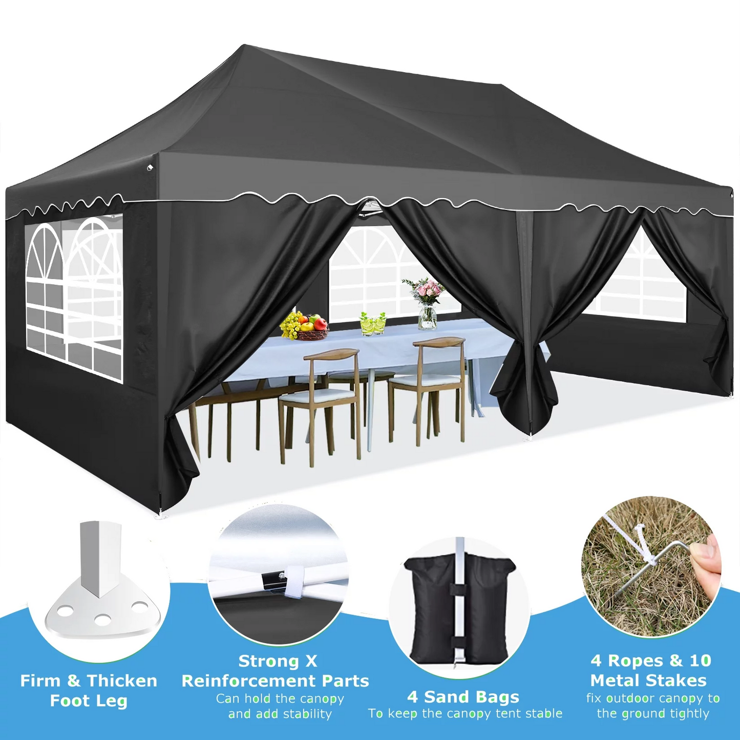 JUSTTENT 10' x 20' Pop Up Canopy Tent