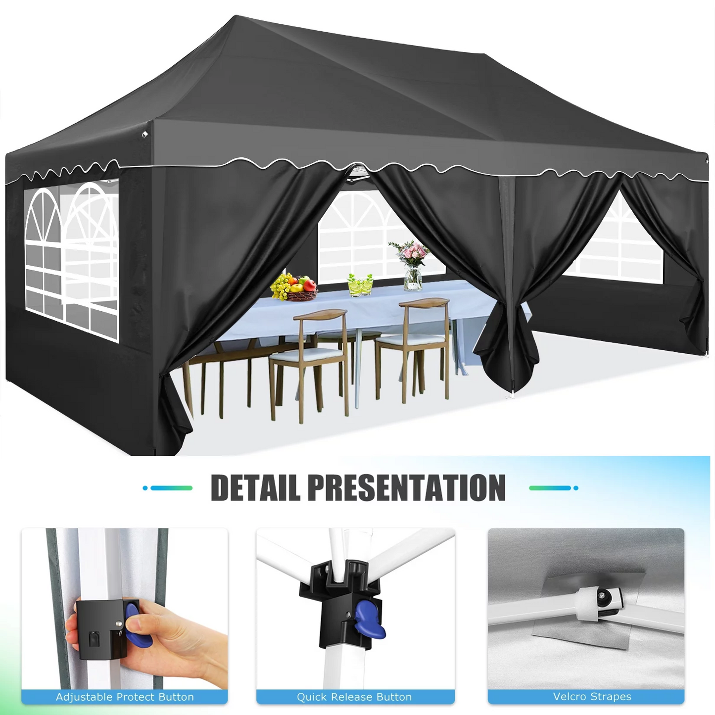 JUSTTENT 10' x 20' Pop Up Canopy Tent