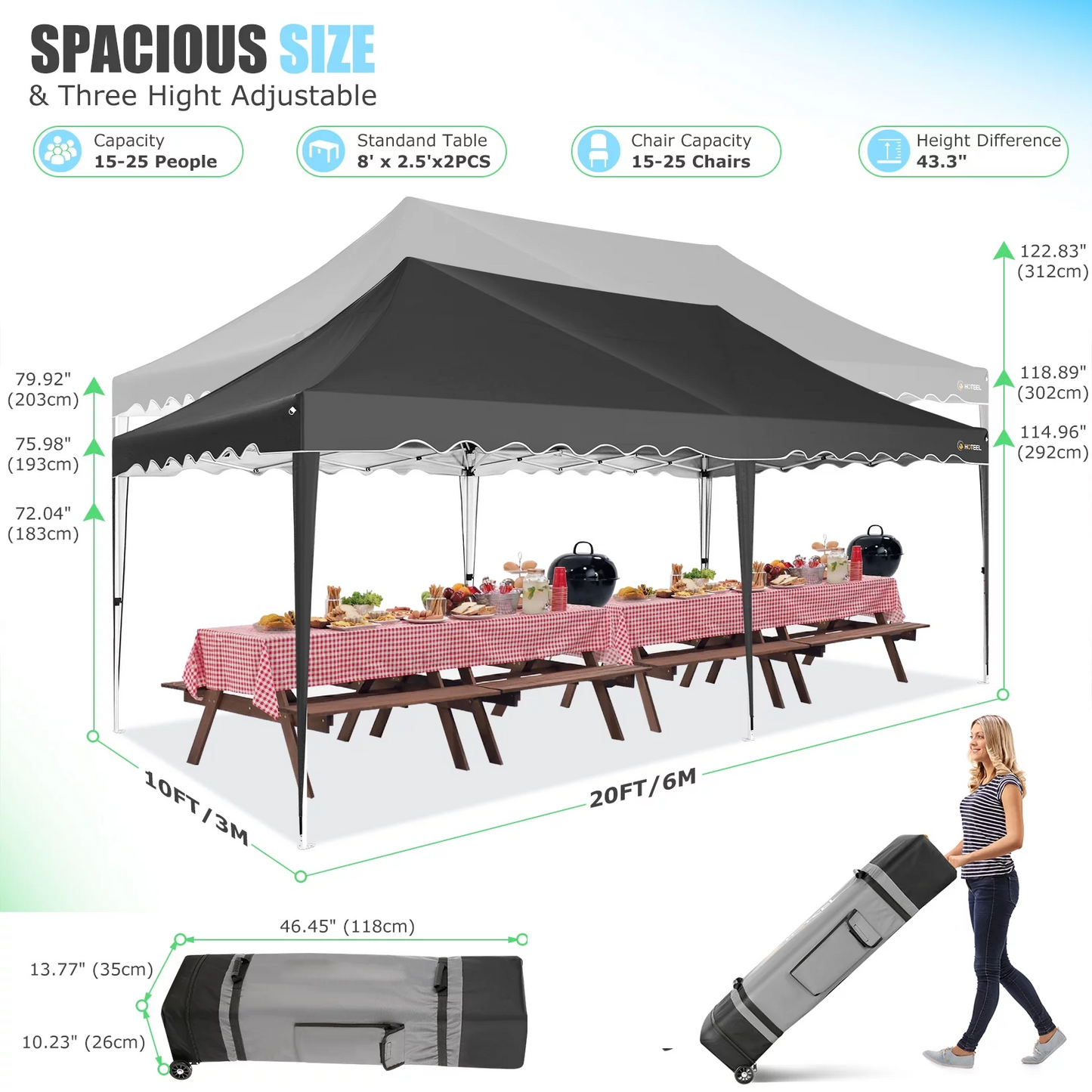 JUSTTENT 10' x 20' Pop Up Canopy Tent
