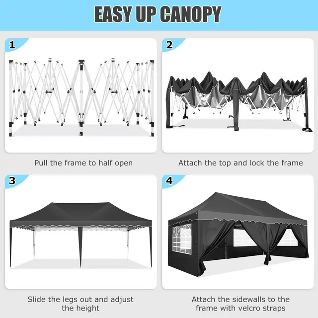 JUSTTENT 10' x 20' Pop Up Canopy Tent