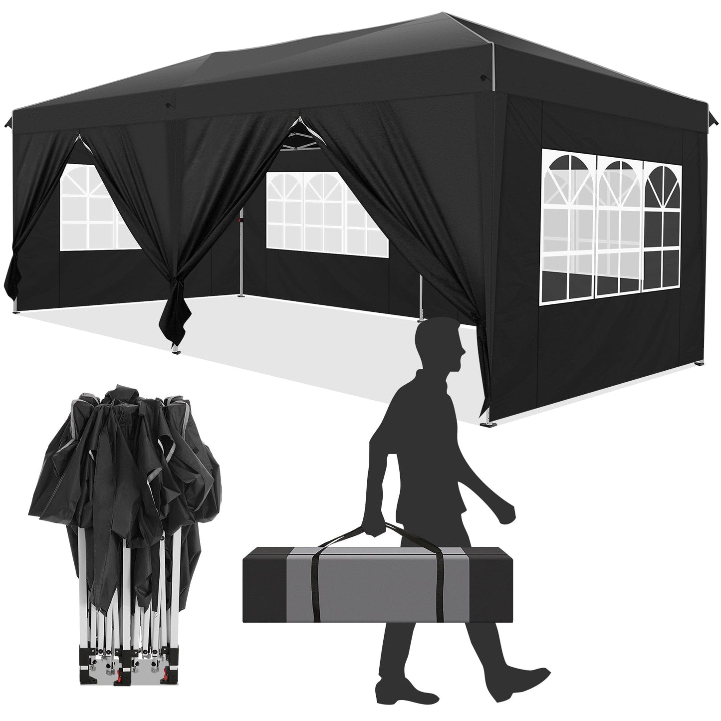 10x20 Pop Up Canopy with Sidewalls,Easy Up Canopy Tent