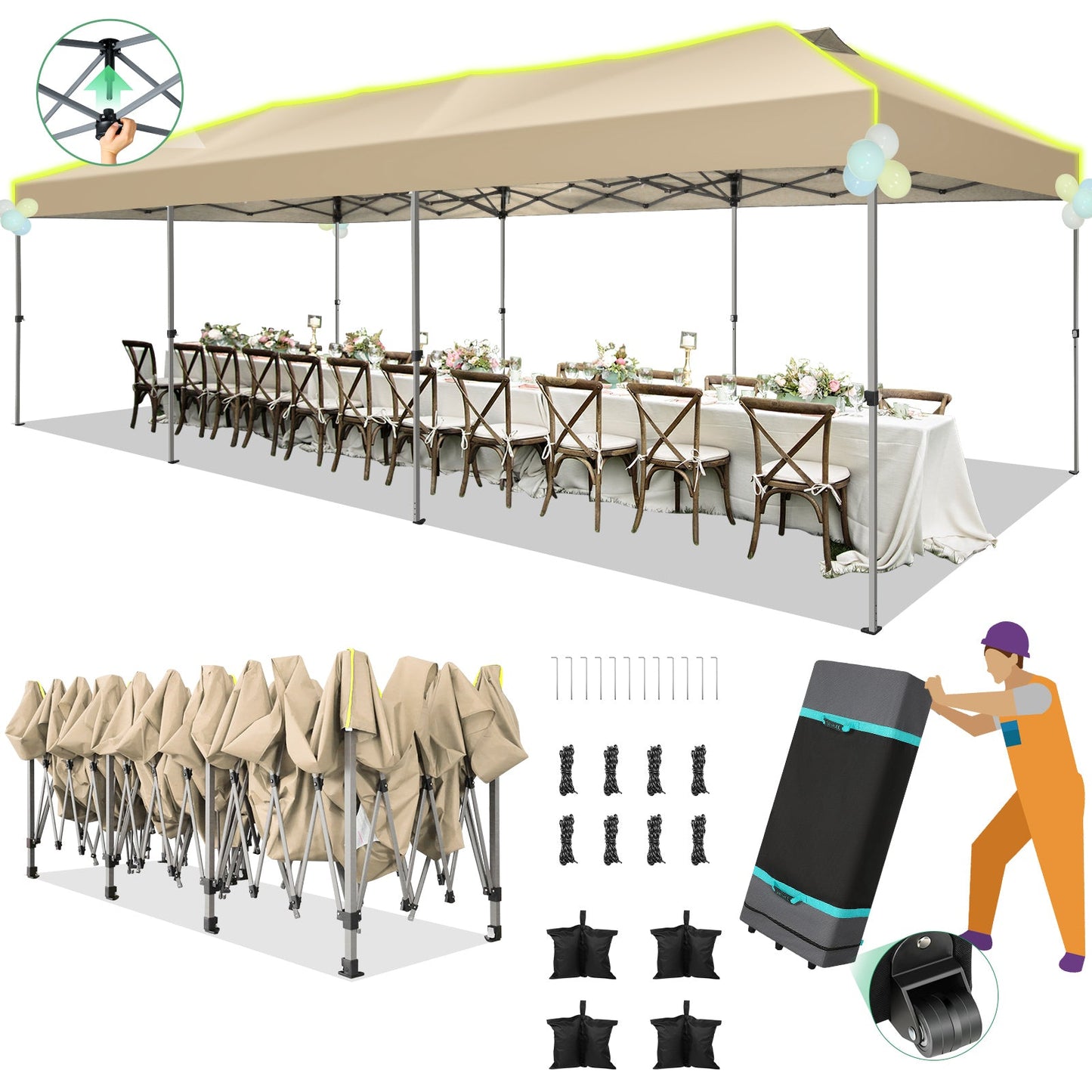 10x30 One Push Setup Glow Party Tent