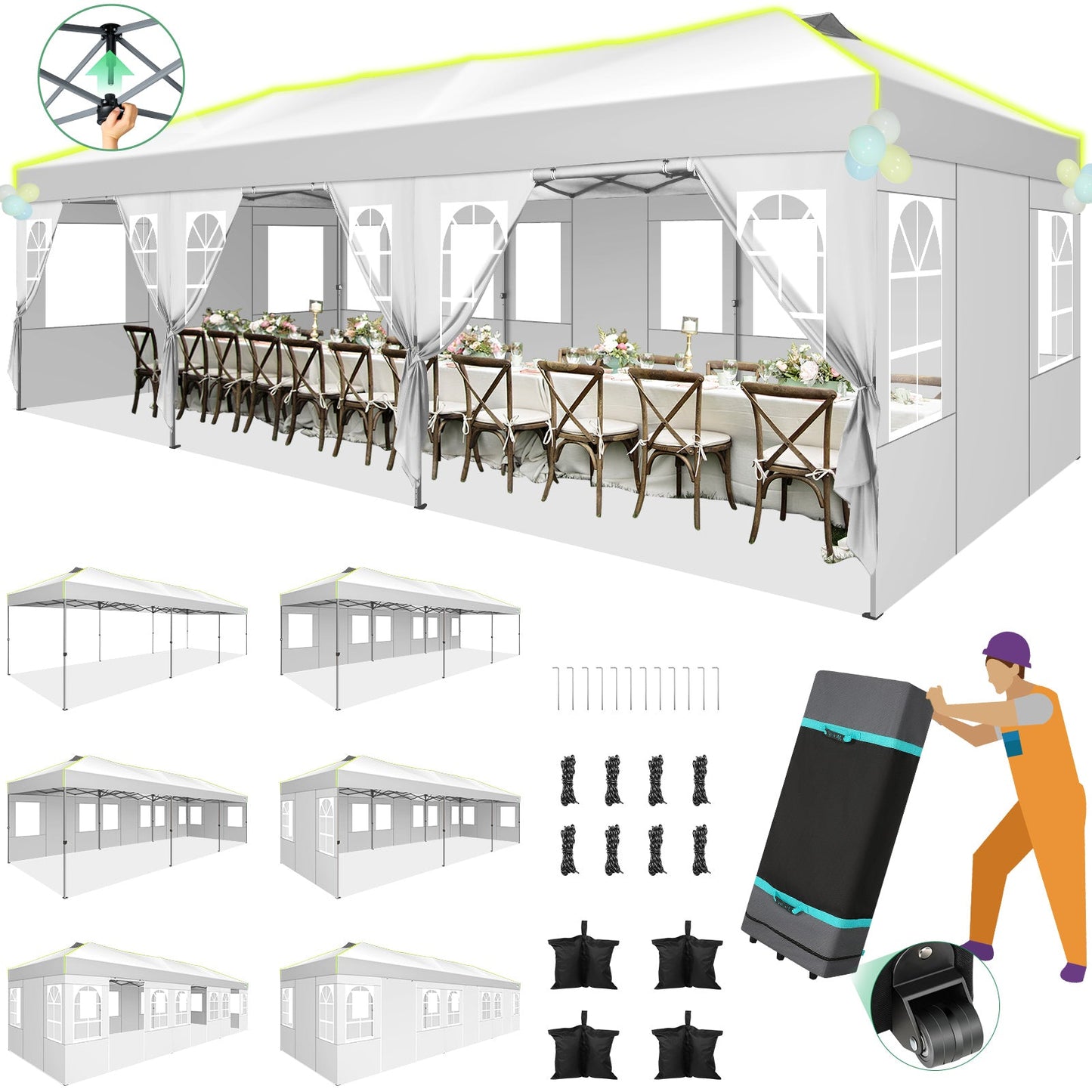 10x30 One Push Setup Glow Party Tent