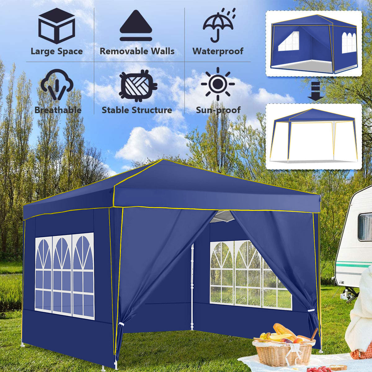 JUSTTENT Pop up Canopy Tent 10x10 Commercial Instant Canopy