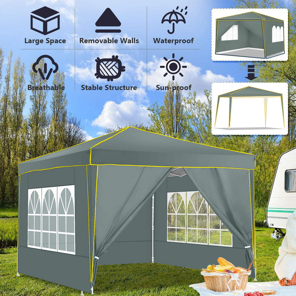 JUSTTENT Pop up Canopy Tent 10x10 Commercial Instant Canopy