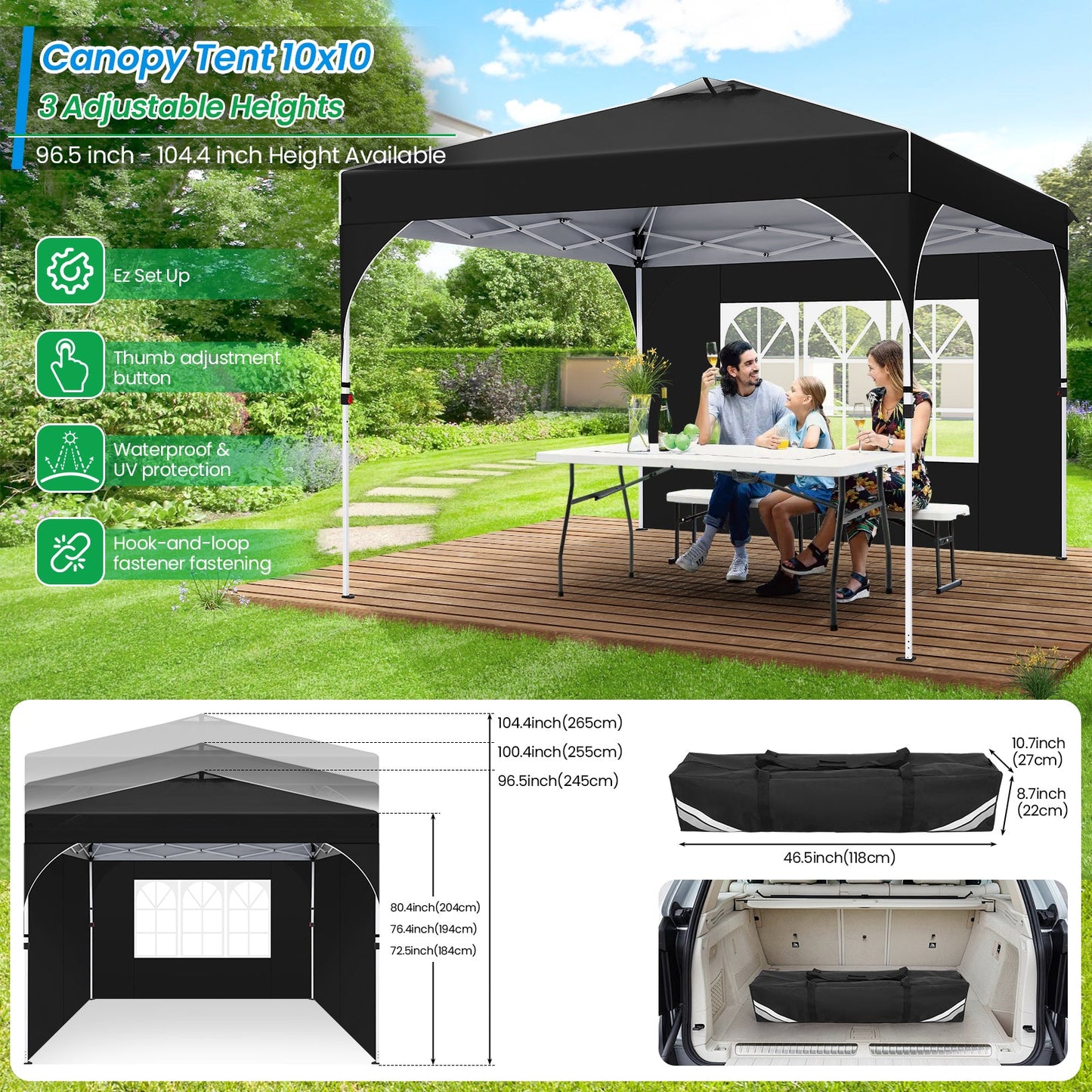 10x10 Party Tents with One Push Central Button Air Vent Tent
