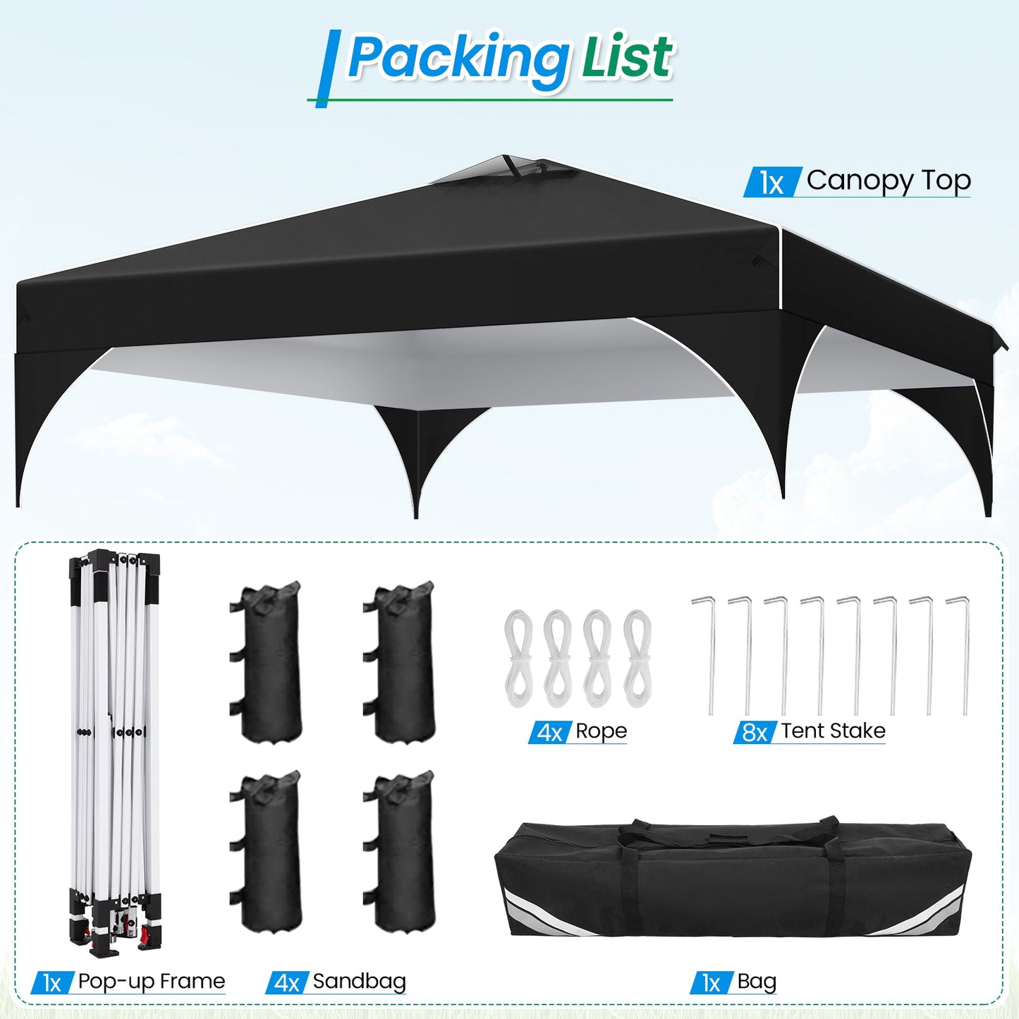 10x10 Party Tents with One Push Central Button Air Vent Tent