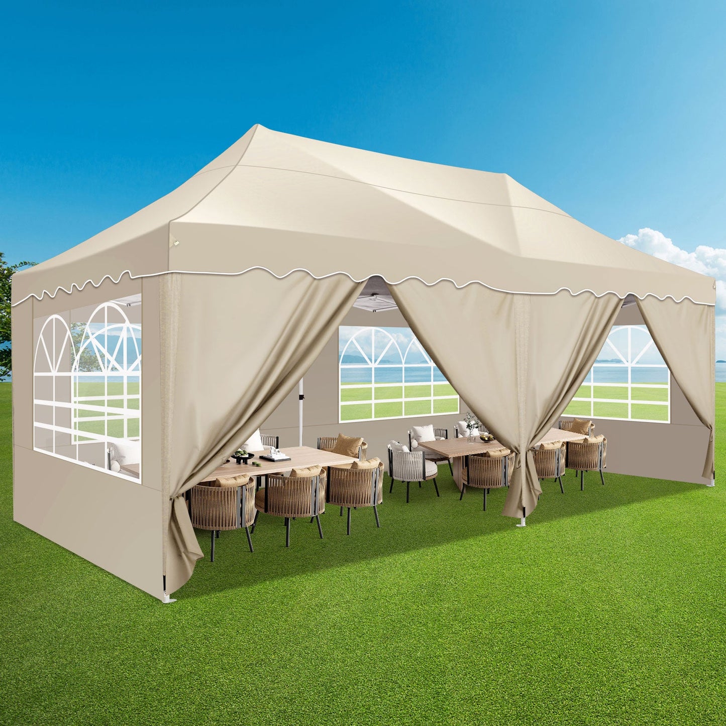 JUSTTENT 10x20 Pop up Canopy Tent Commercial Instant Canopy with 6 Sidewalls