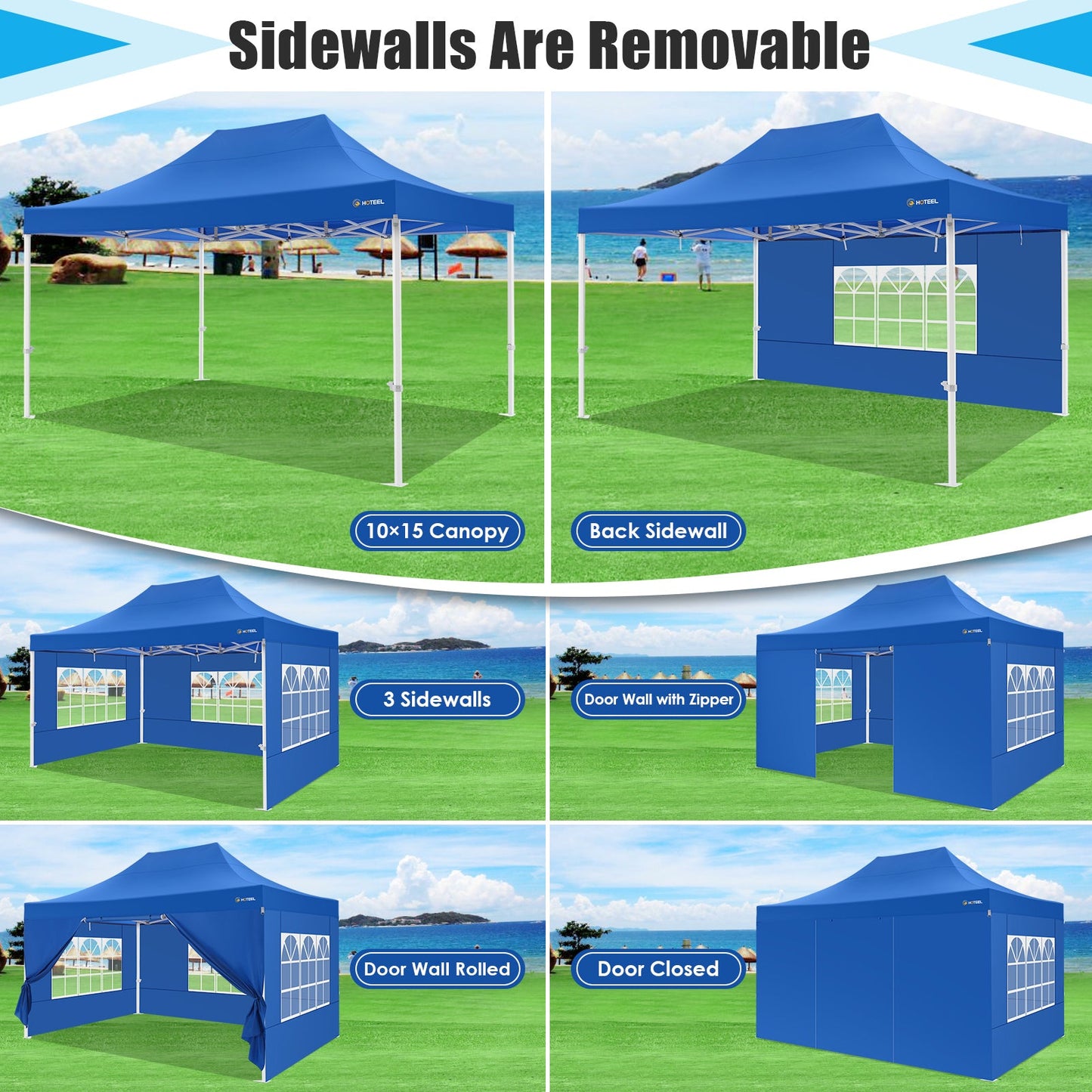 10x15 Heavy Duty Canopy Tent with 4 Sidewalls,Pop up Canopy for Parties