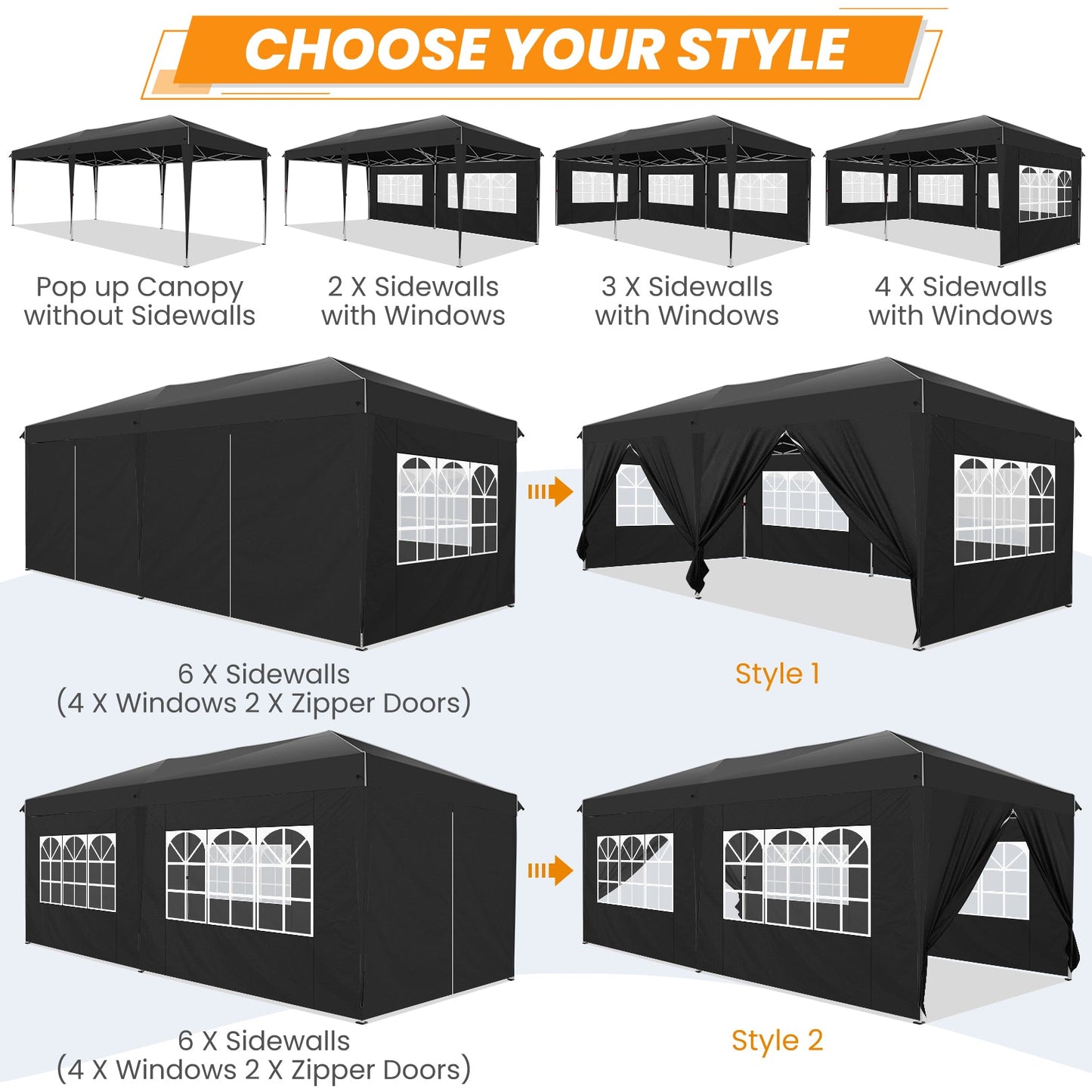 10x20 Pop Up Canopy with Sidewalls,Easy Up Canopy Tent