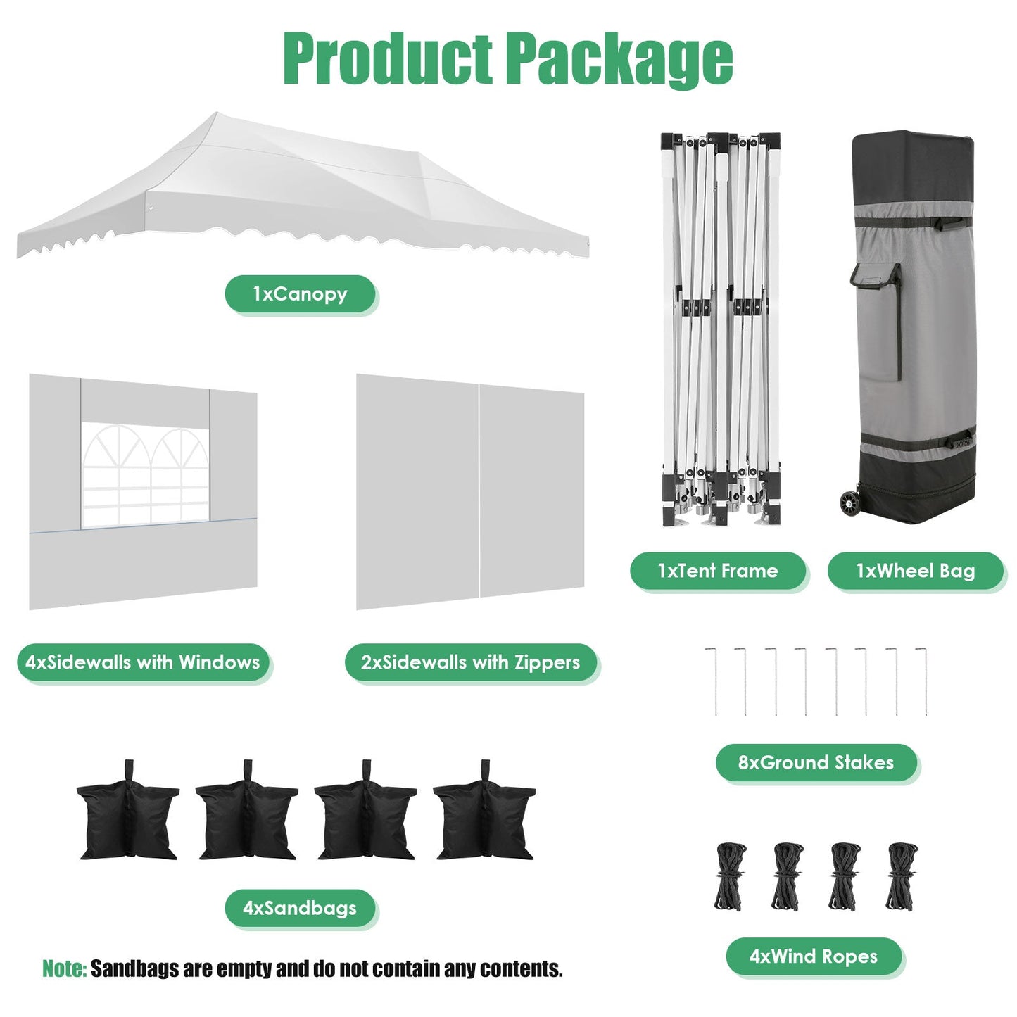 JUSTTENT 10x20 Pop up Canopy Tent Commercial Instant Canopy with 6 Sidewalls