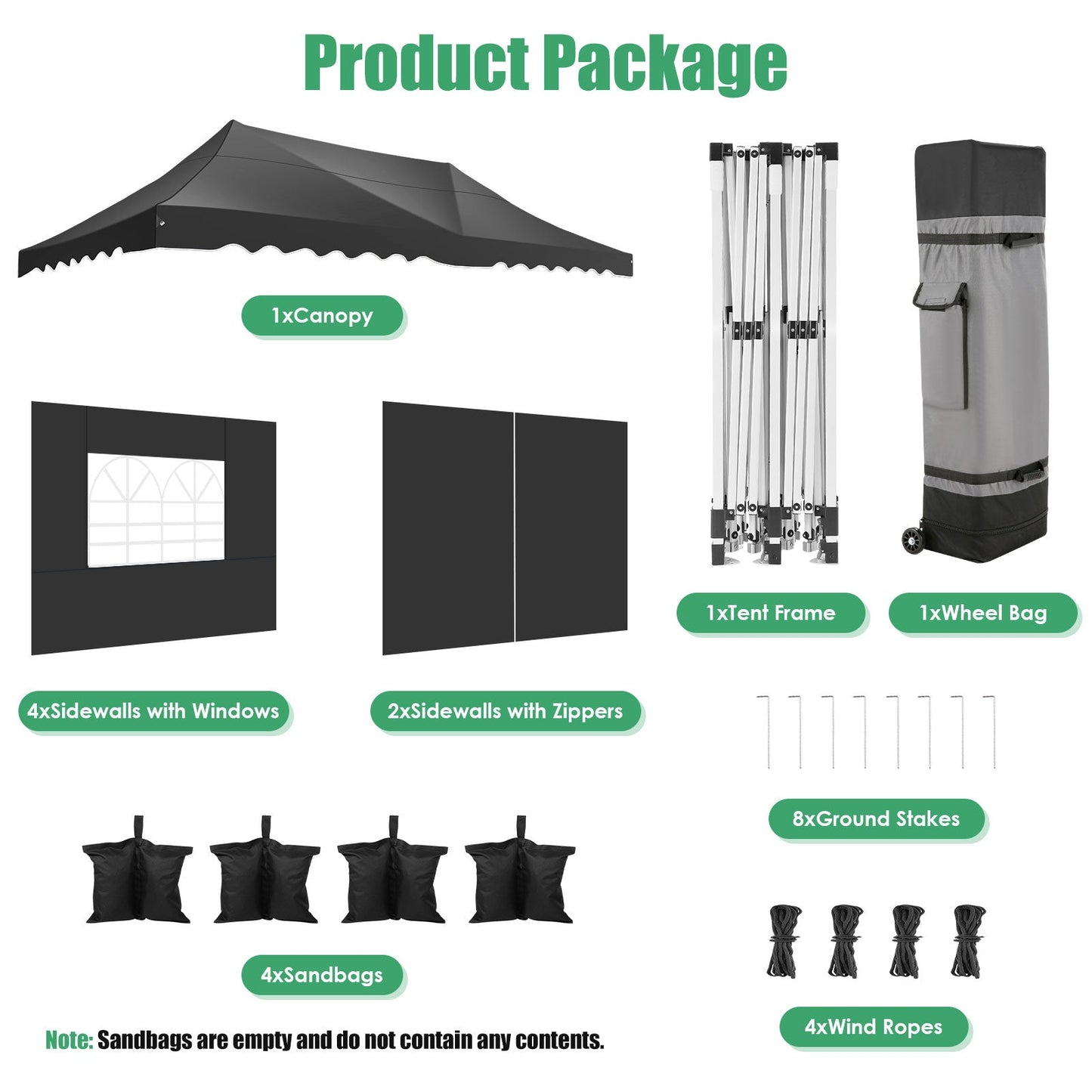 JUSTTENT 10x20 Pop up Canopy Tent Commercial Instant Canopy with 6 Sidewalls
