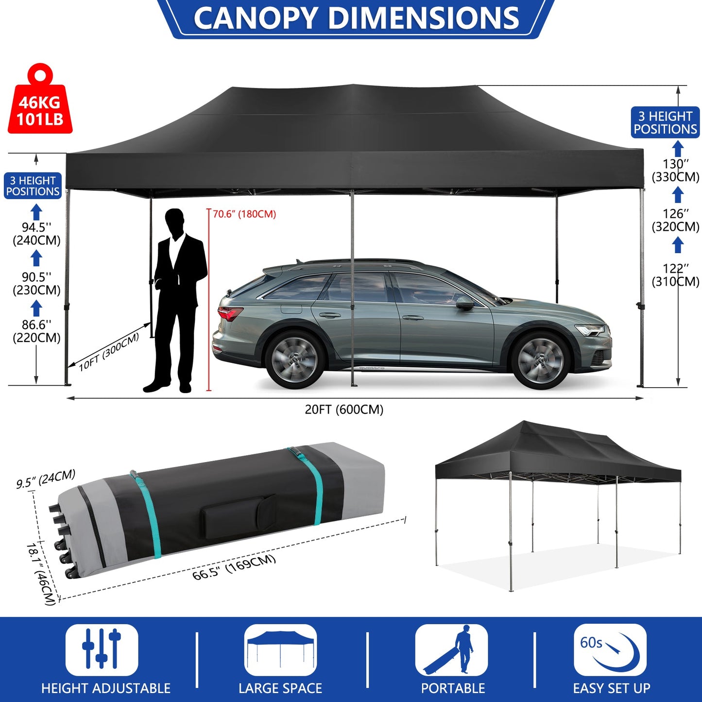 10' x 20' Canopy Tent EZ Pop Up Party Tent