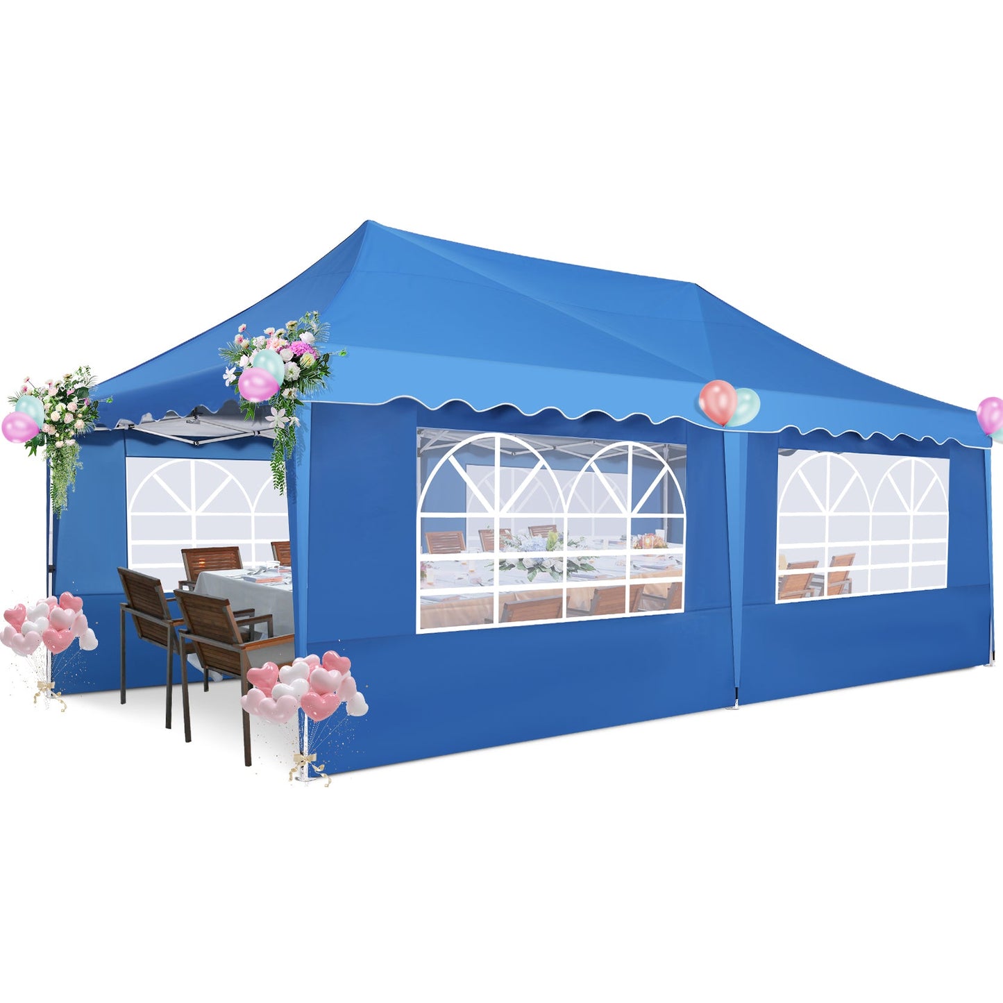 JUSTTENT 10x20 Pop up Canopy Tent Commercial Instant Canopy with 6 Sidewalls