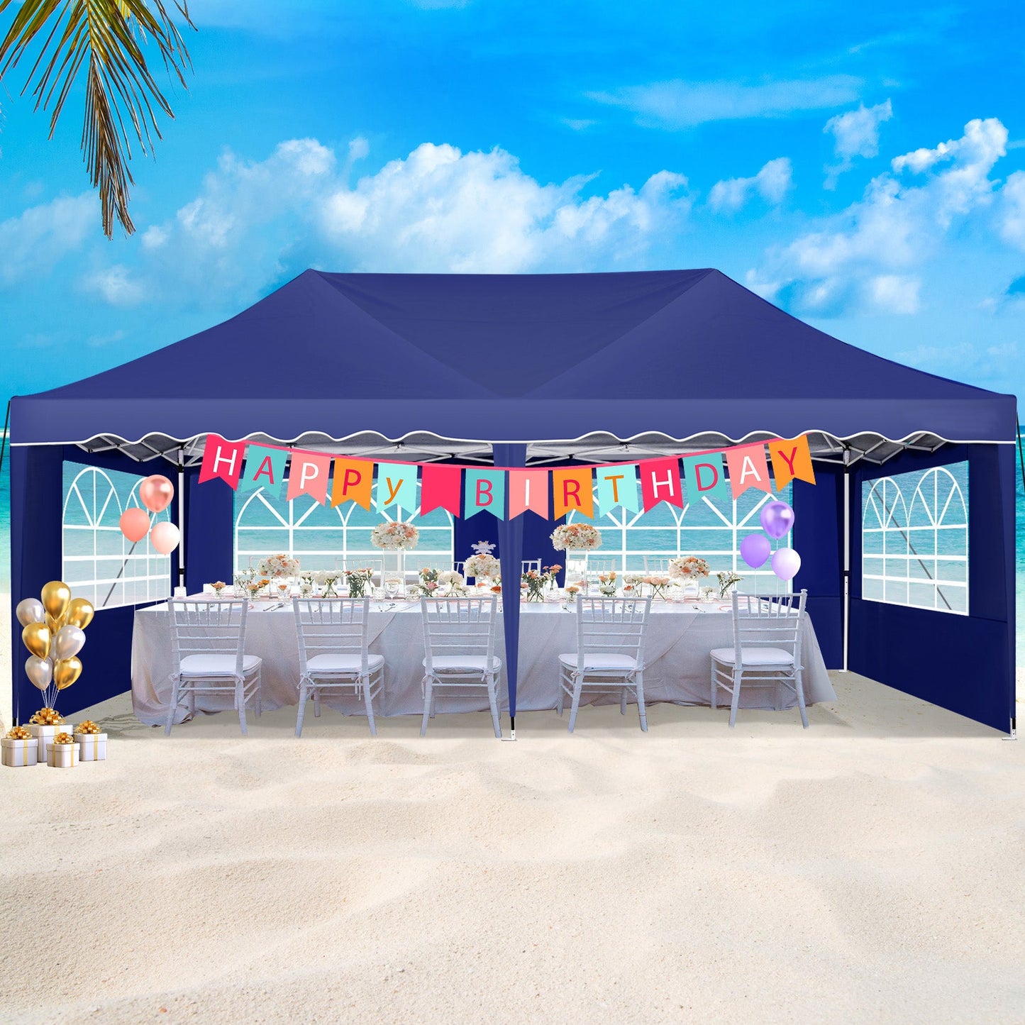 JUSTTENT 10x20 Pop up Canopy Tent Commercial Instant Canopy with 6 Sidewalls