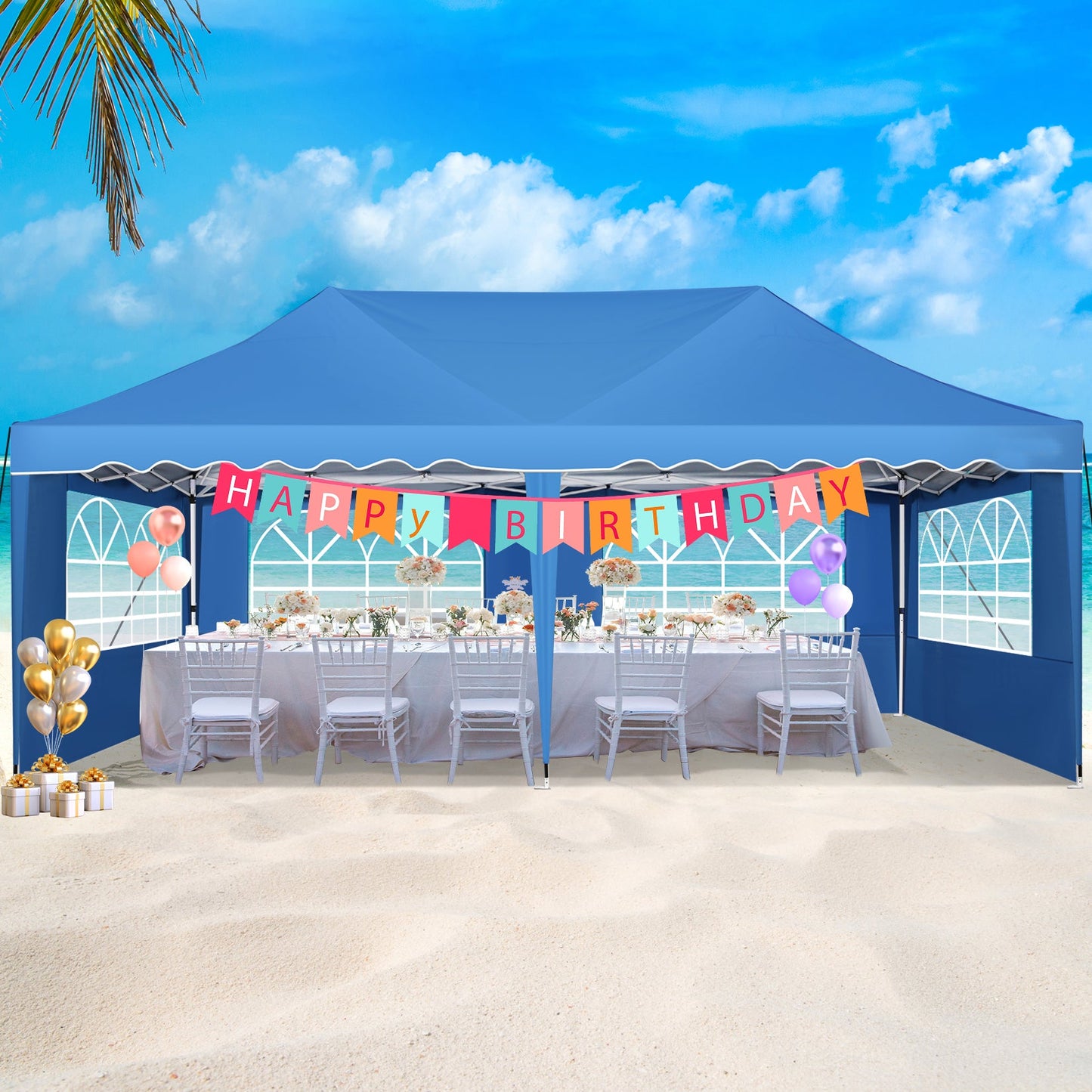 JUSTTENT 10x20 Pop up Canopy Tent Commercial Instant Canopy with 6 Sidewalls