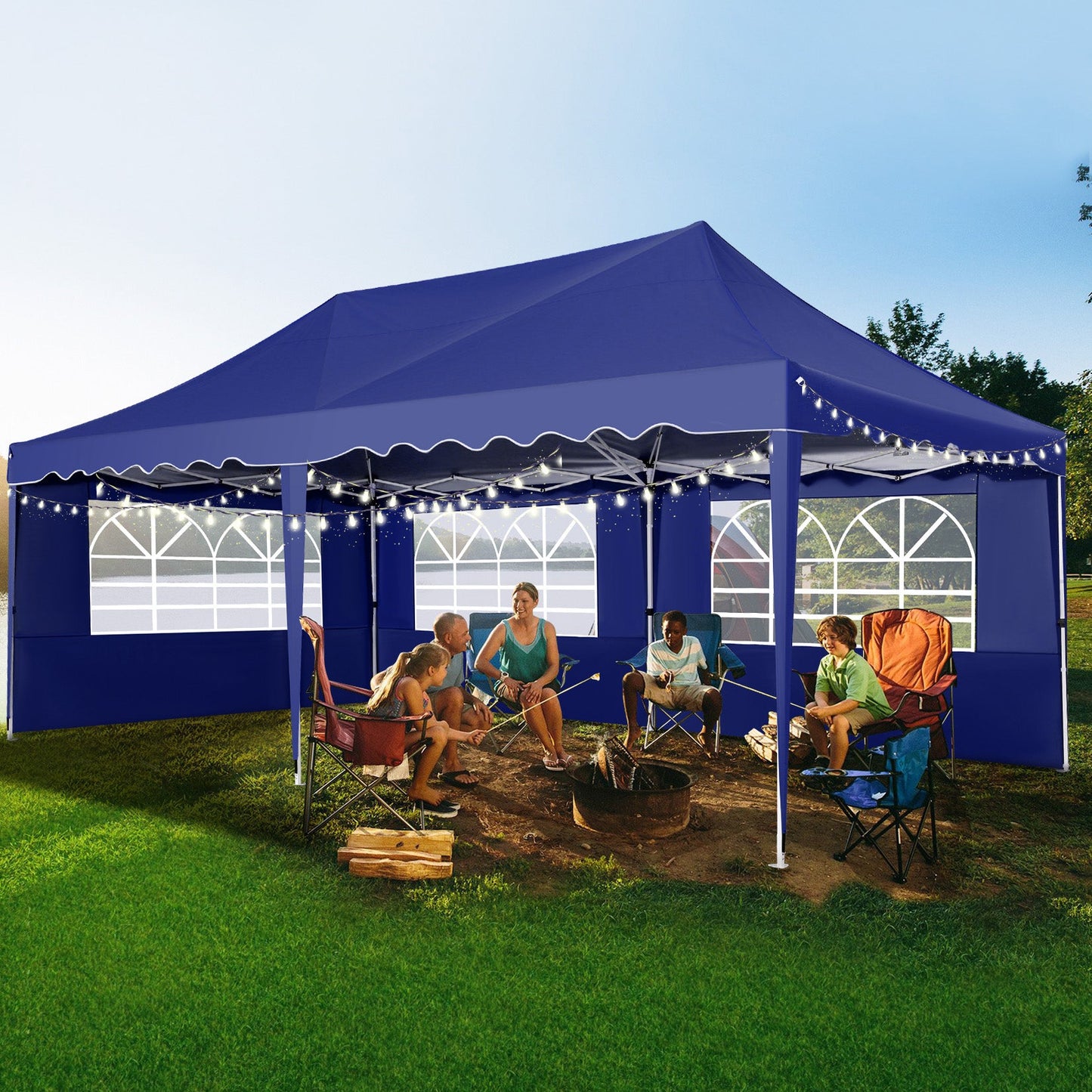 JUSTTENT 10x20 Pop up Canopy Tent Commercial Instant Canopy with 6 Sidewalls