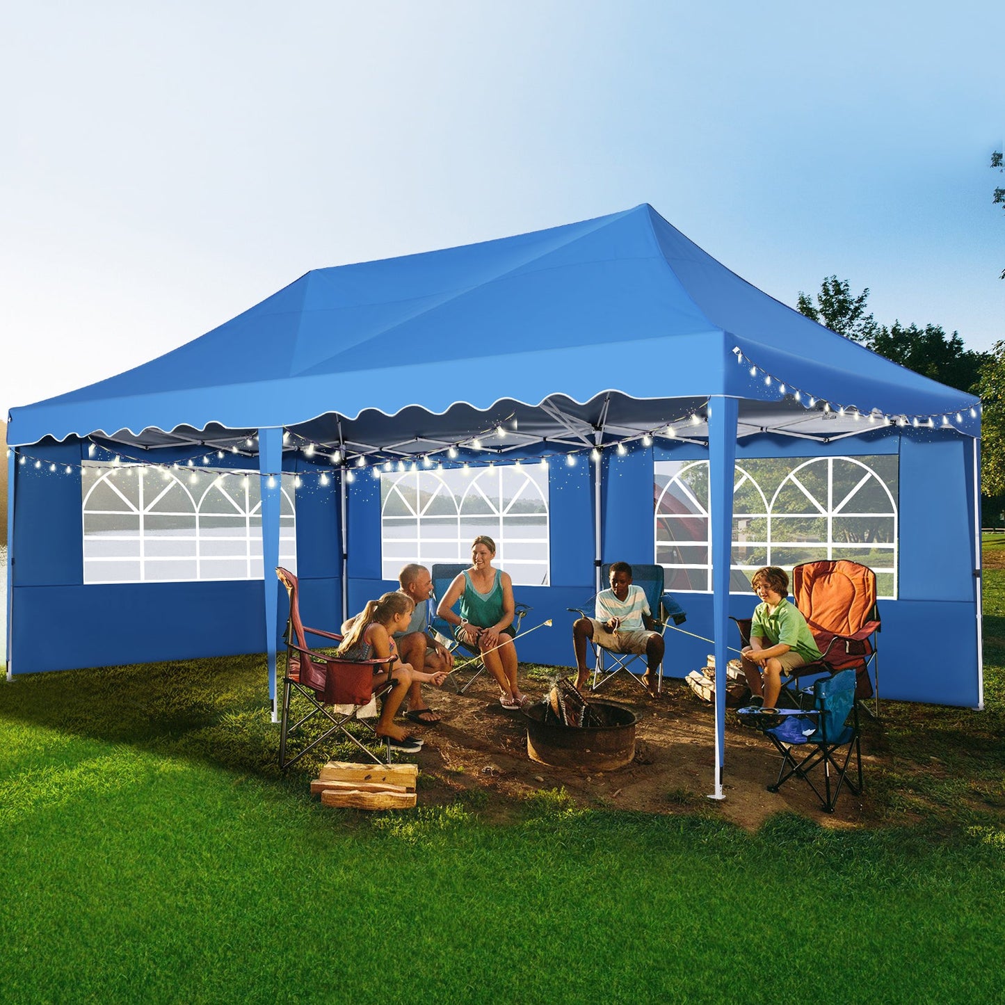 JUSTTENT 10x20 Pop up Canopy Tent Commercial Instant Canopy with 6 Sidewalls
