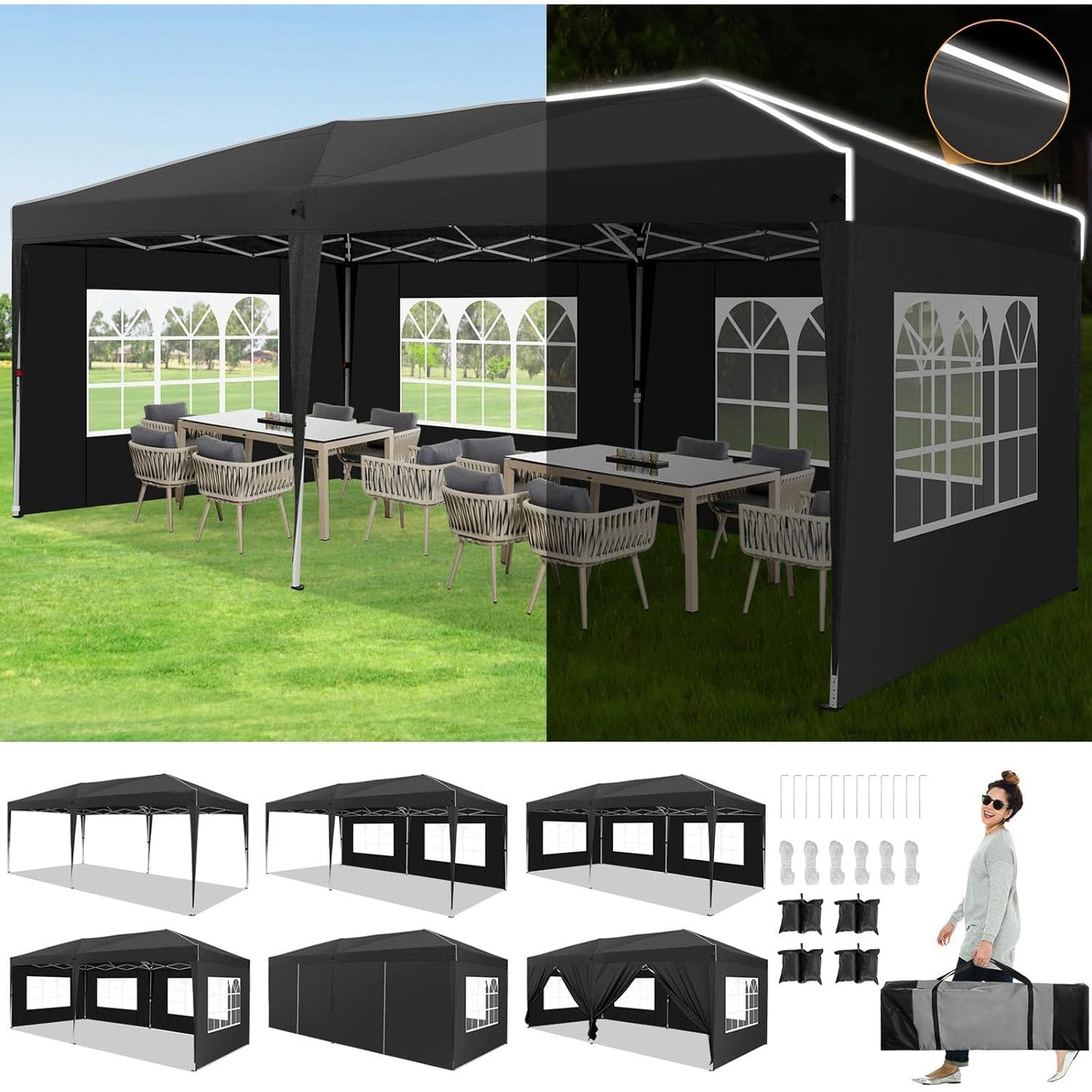 10x20 Pop Up Canopy with Sidewalls,Easy Up Canopy Tent