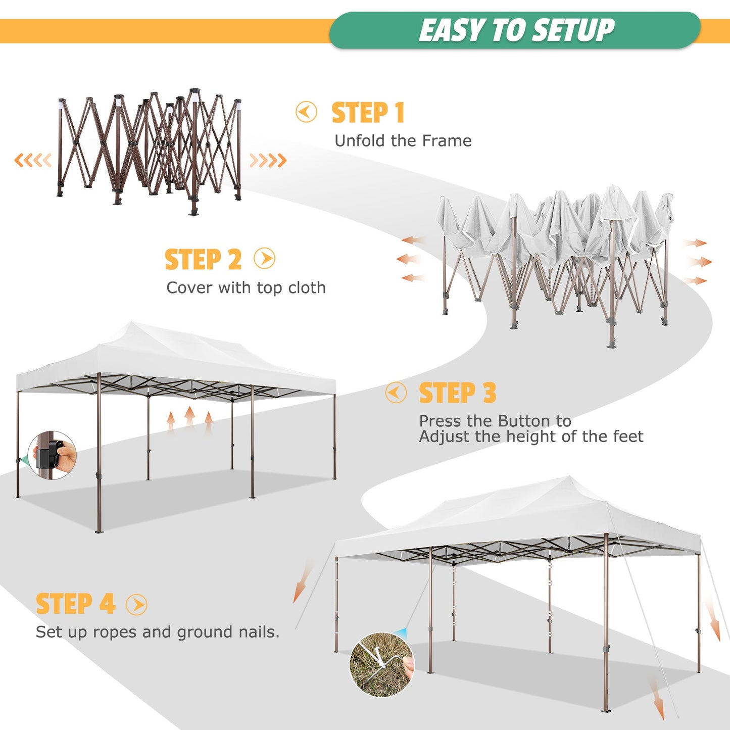 JUSTTENT Pop up Canopy Tent 10x10 Commercial Instant Canopy