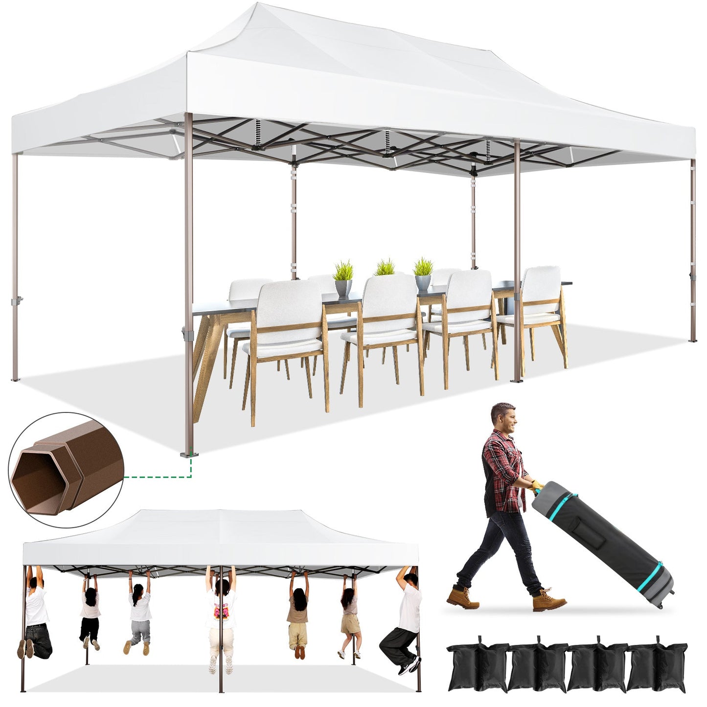 JUSTTENT Pop up Canopy Tent 10x10 Commercial Instant Canopy