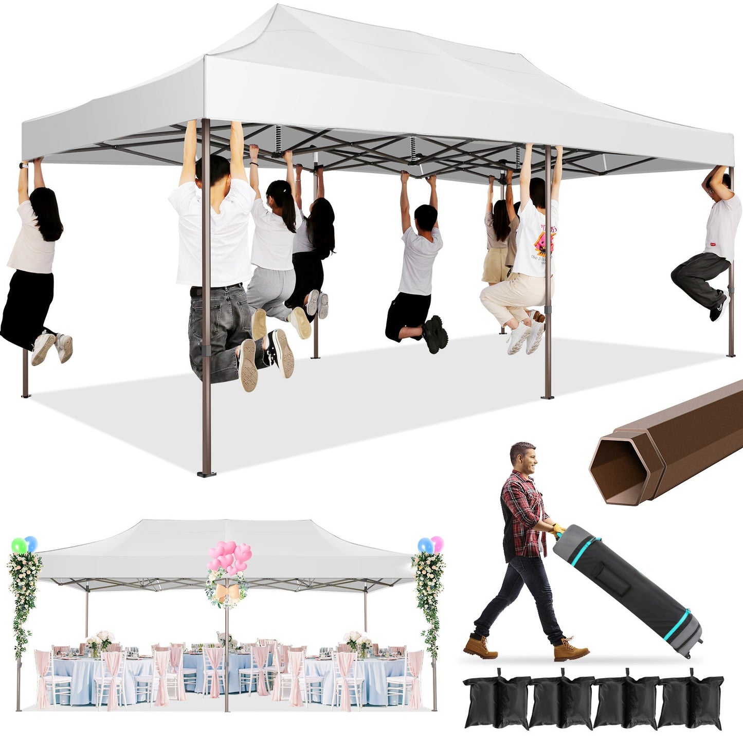 JUSTTENT Pop up Canopy Tent 10x10 Commercial Instant Canopy