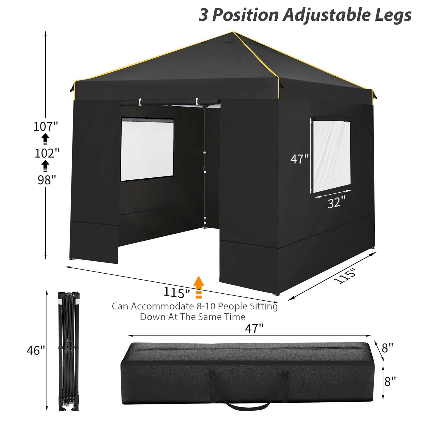 JUSTTENT 10' x 10' Outdoor Canopy Party EZ Pop Up Canopy Tent