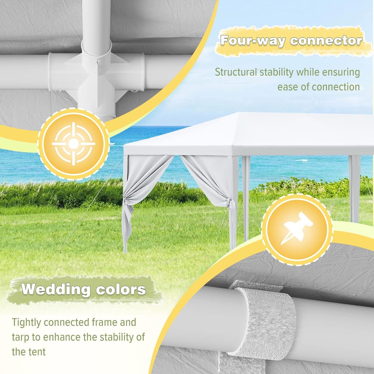 Party Tent 10x30 Canopy Tents for Parties with 8 Removable Sidewalls