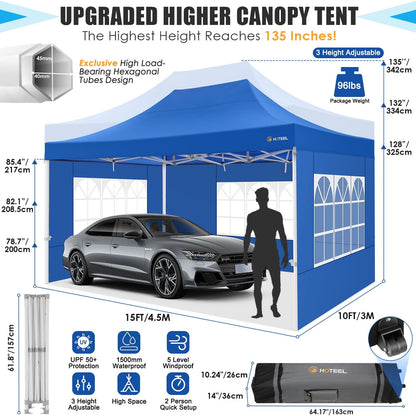 10x15 Heavy Duty Canopy Tent with 4 Sidewalls,Pop up Canopy for Parties