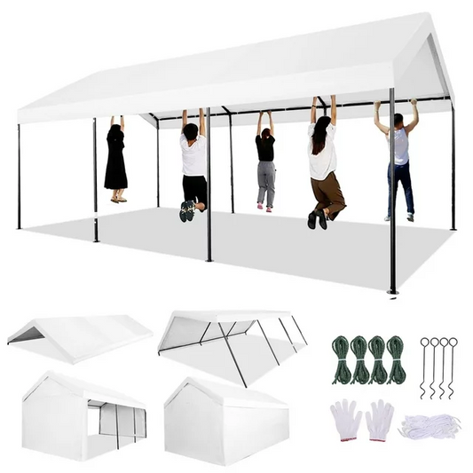 JUSTTENT Outdoor Carport 10x20ft Heavy Duty Canopy Storage Shed