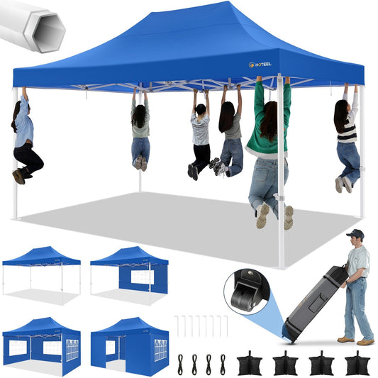 10x15 Heavy Duty Canopy Tent with 4 Sidewalls,Pop up Canopy for Parties