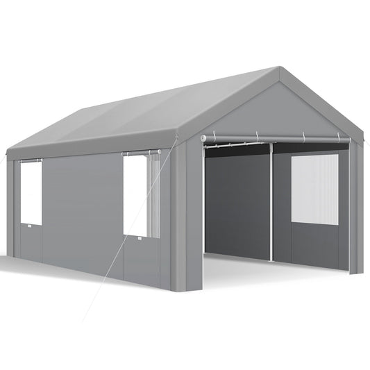 12 x 20 ft Heavy Duty Steel Car Carport Canopy Tents