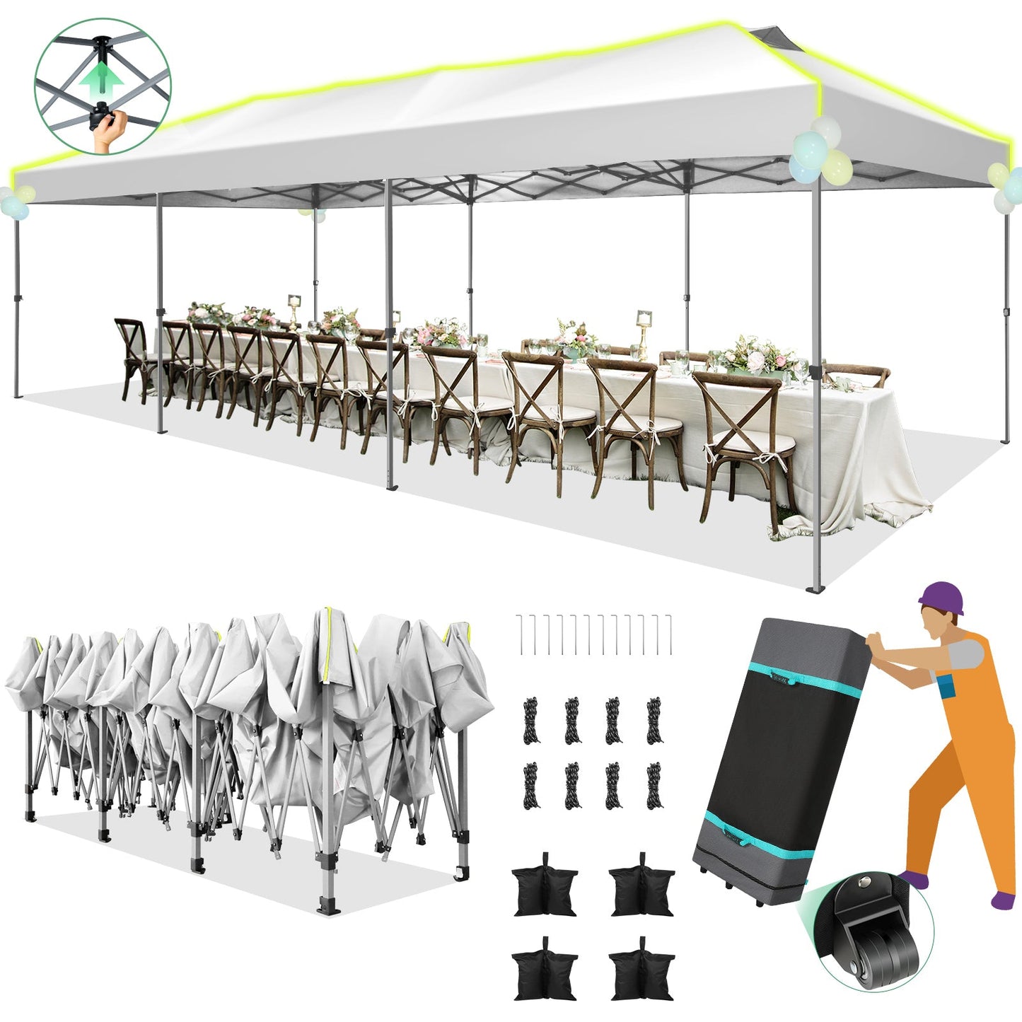 10x30  One Push Setup Glow Party Tent