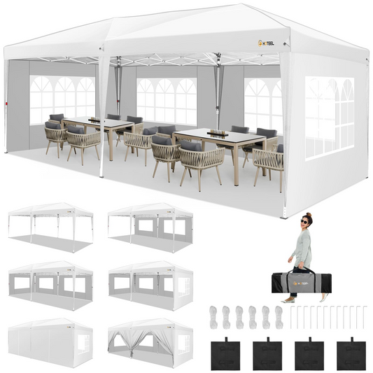 10x20 Pop Up Canopy Tents for Parties, Waterproof Canopy Tent with Sidewalls