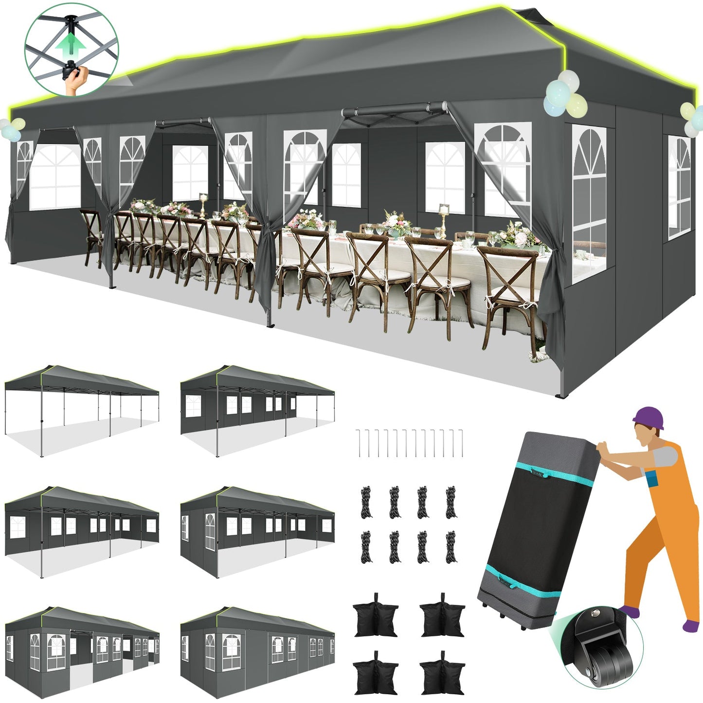 10x30  One Push Setup Glow Party Tent