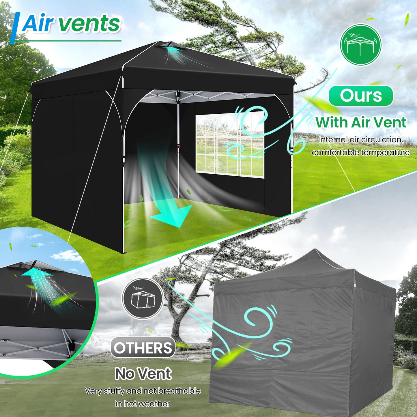 10x10 Party Tents with One Push Central Button Air Vent Tent