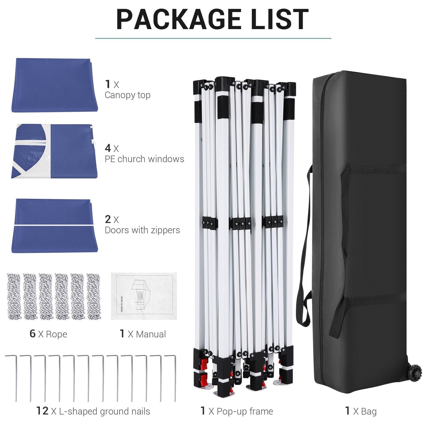 10'x20' Pop up Canopy Tent with 6 Removable Sidewalls