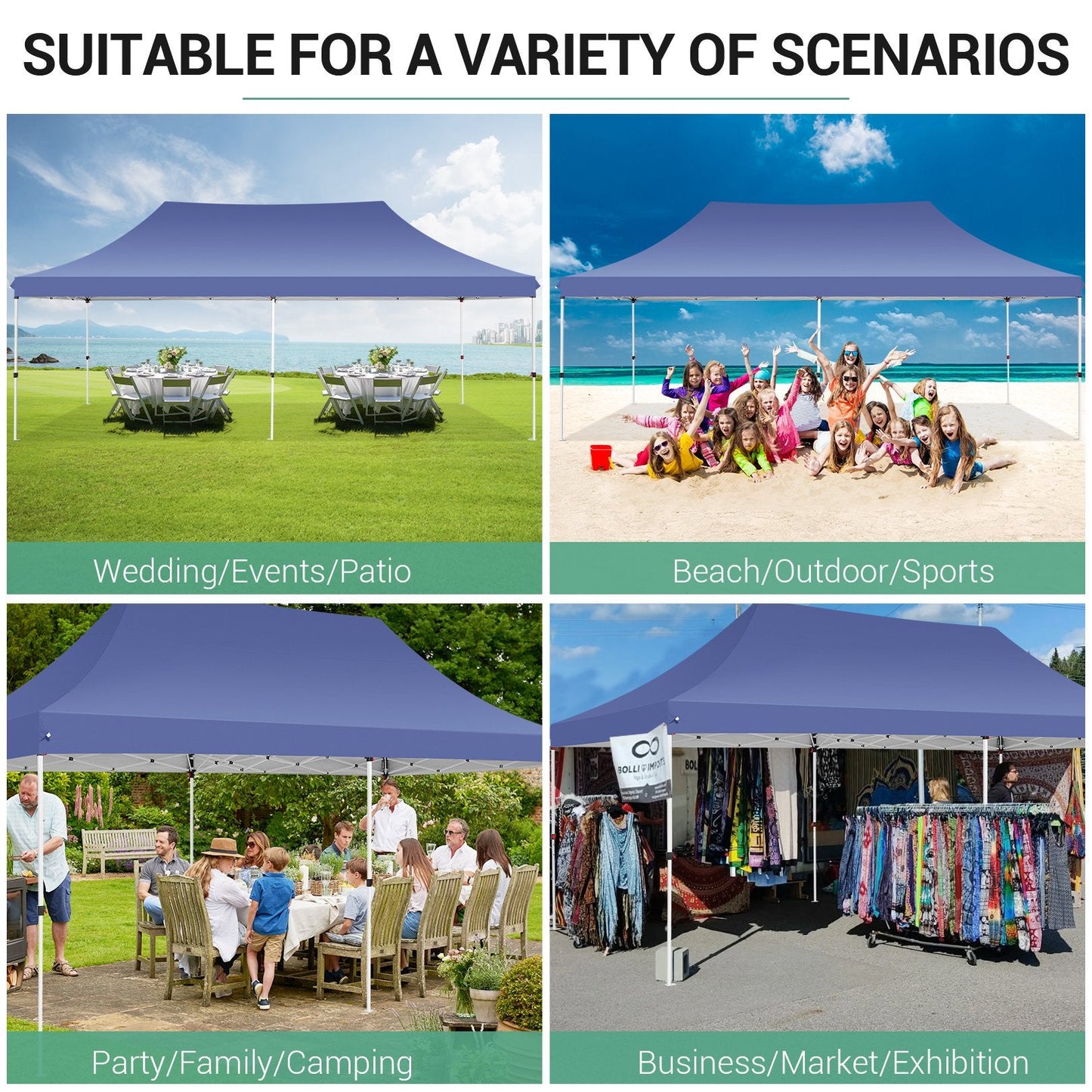 10'x20' Pop up Canopy Tent with 6 Removable Sidewalls