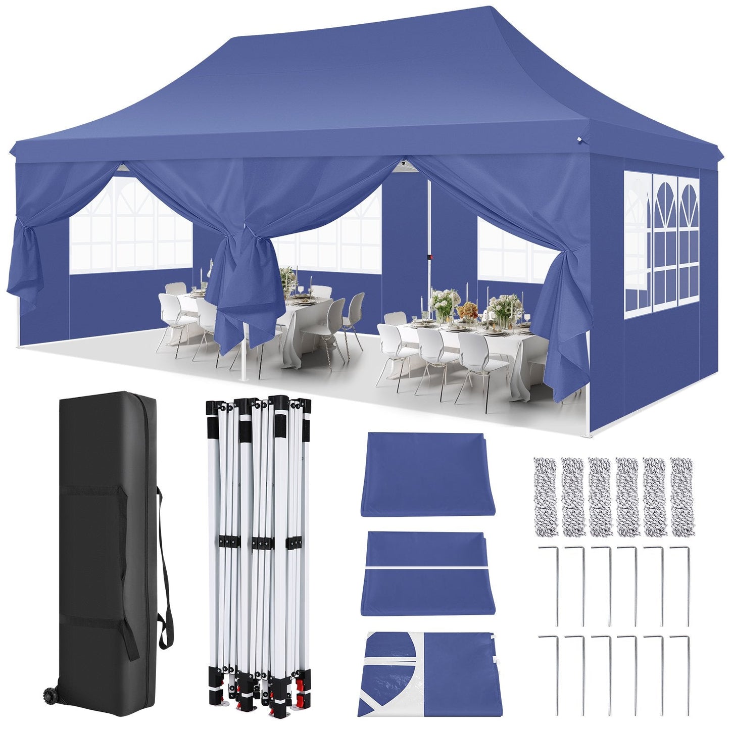 10'x20' Pop up Canopy Tent with 6 Removable Sidewalls