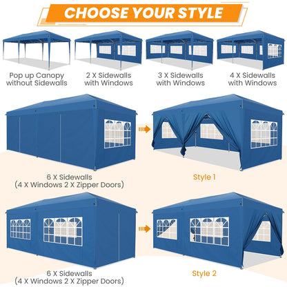 Pop Up Canopy Tent for Backyard,10x20 Canopy with 6 Removable Sidewalls