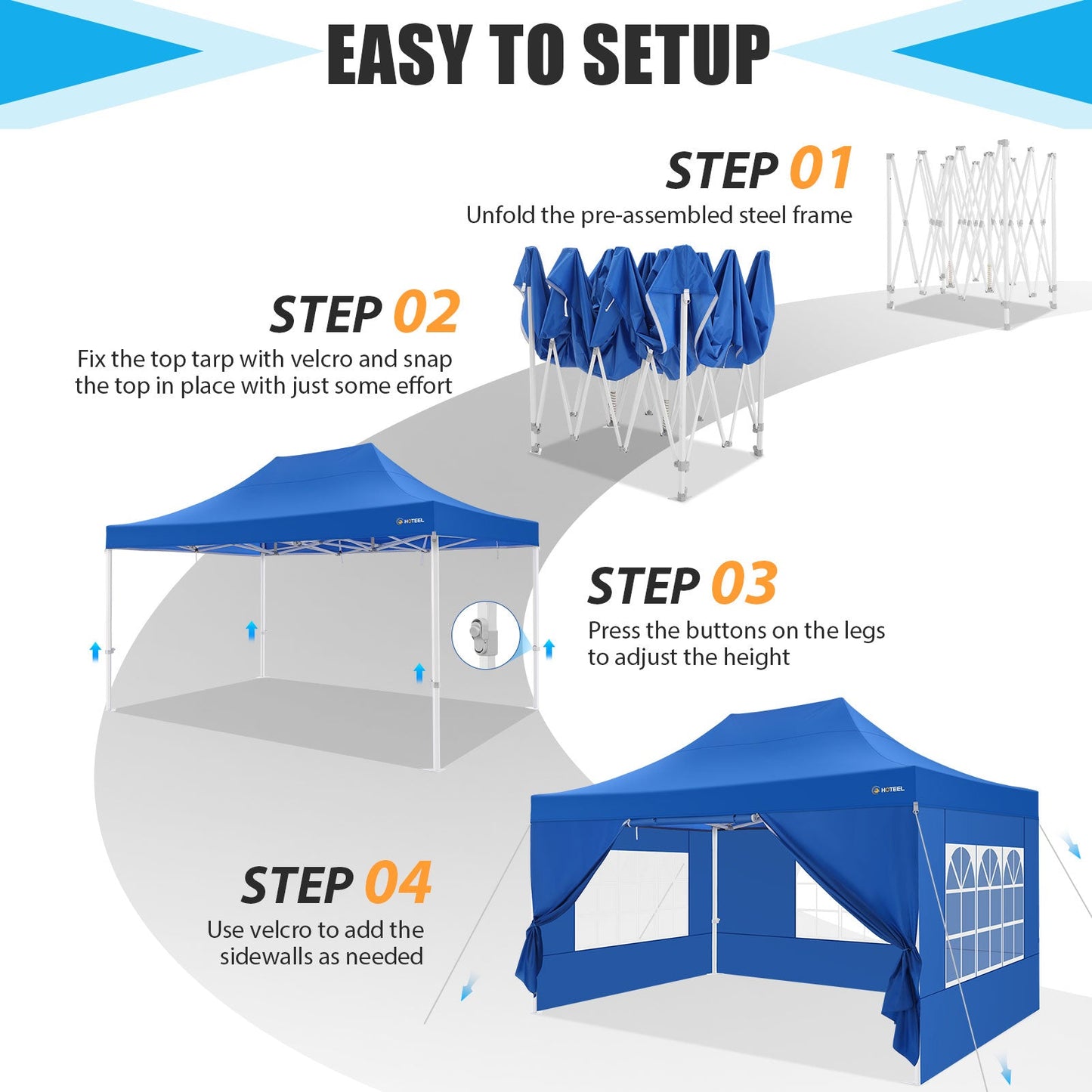 10x15 Heavy Duty Canopy Tent with 4 Sidewalls,Pop up Canopy for Parties