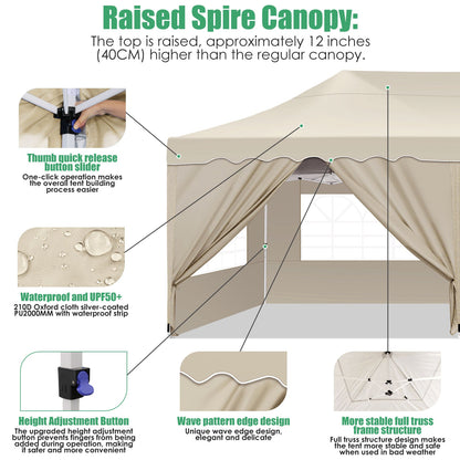 JUSTTENT 10x20 Pop up Canopy Tent Commercial Instant Canopy with 6 Sidewalls