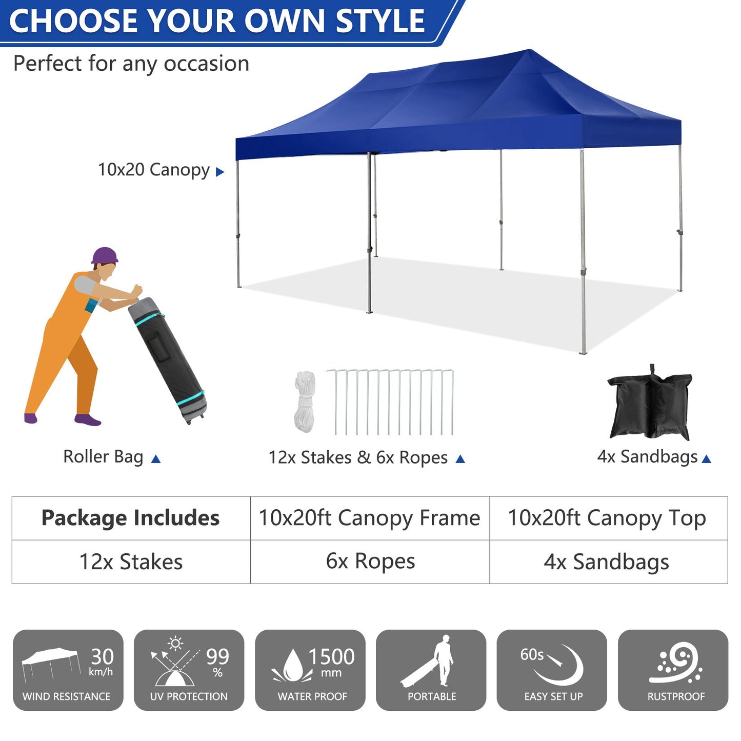 10' x 20' Canopy EZ Pop Up Party Tent