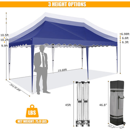 JUSTTENT 10x20 Pop up Canopy Tent Commercial Instant Canopy with 6 Sidewalls