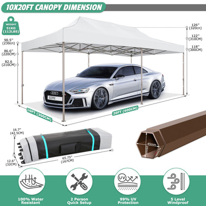 JUSTTENT Pop up Canopy Tent 10x10 Commercial Instant Canopy
