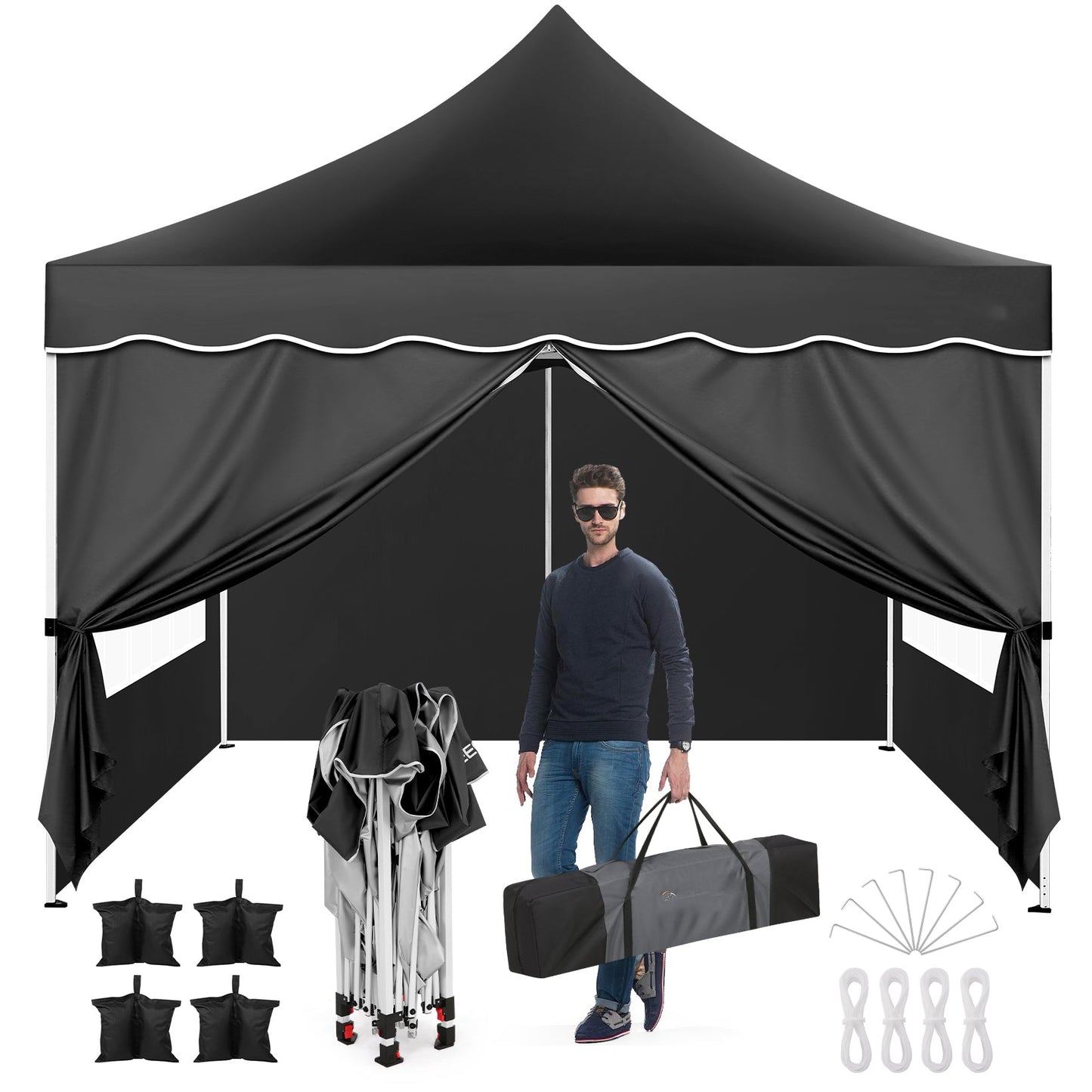 10x10 Pop Up Canopy Tent for Parties with 4 Sandbags