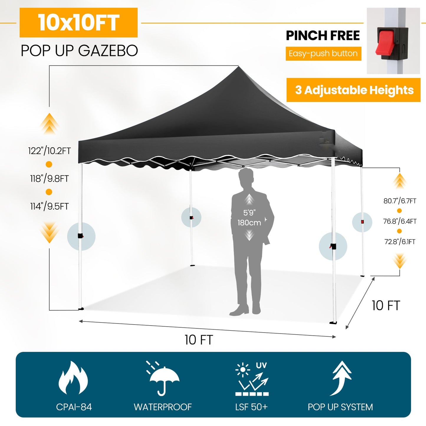 10x10 Pop Up Canopy Tent for Parties with 4 Sandbags